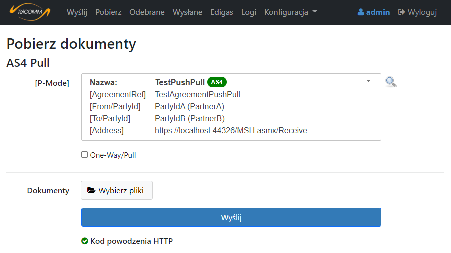 Ekran Pobierz po analizie wysy?ki |protokół AS4 | AS4 | B2B| Edigas | EDIG@S