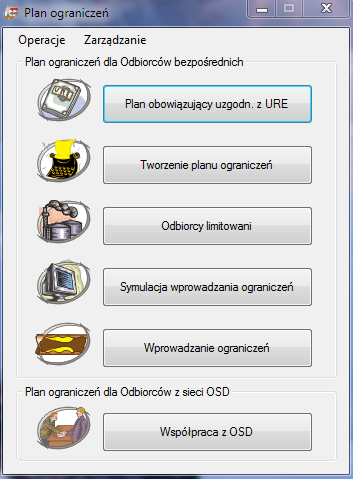 Główne okno systemu TelGAZ - moduł Ograniczenia firmy TEL-STER Sp. z o.o.