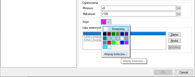 Rys. 4. Wykres kołowy - zakładka Zmienne szczegóły | TelWin SCADA 7.03